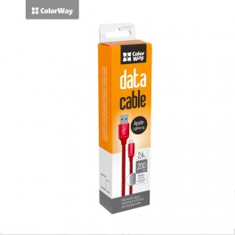 Cable USB2.0 - Lightning ColorWay CW-CBUL007-RD USB 2.4А 2м червоний