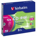 Verbatim CD-RW 700MB 12x Color Slim 5pks