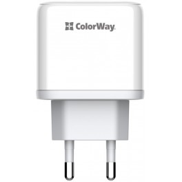 ColorWay Power Delivery 1xUSB-C, 1xUSB-A, PPS, 45W White (CW-CHS042PD-WT)